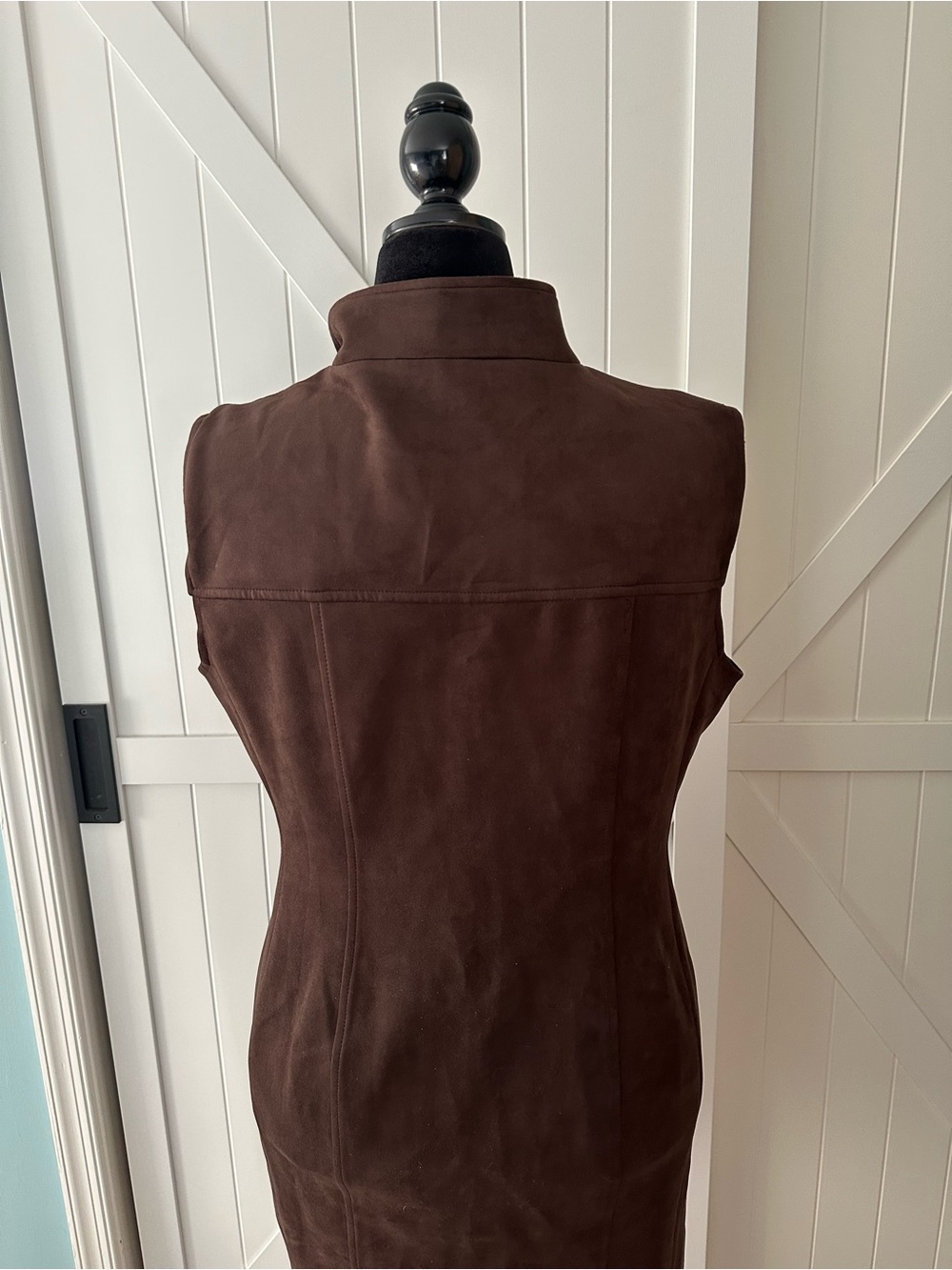 Tommy Hilfiger Size 18 Brown Faux Suede Sleeveless Zip Front Dress - Picture 6 of 8